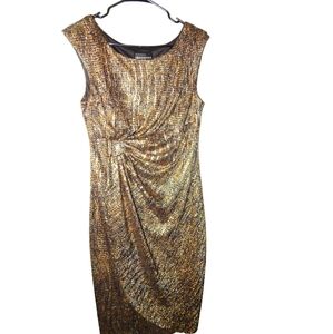 Connected Apparel Elegant Gold Metallic Dress